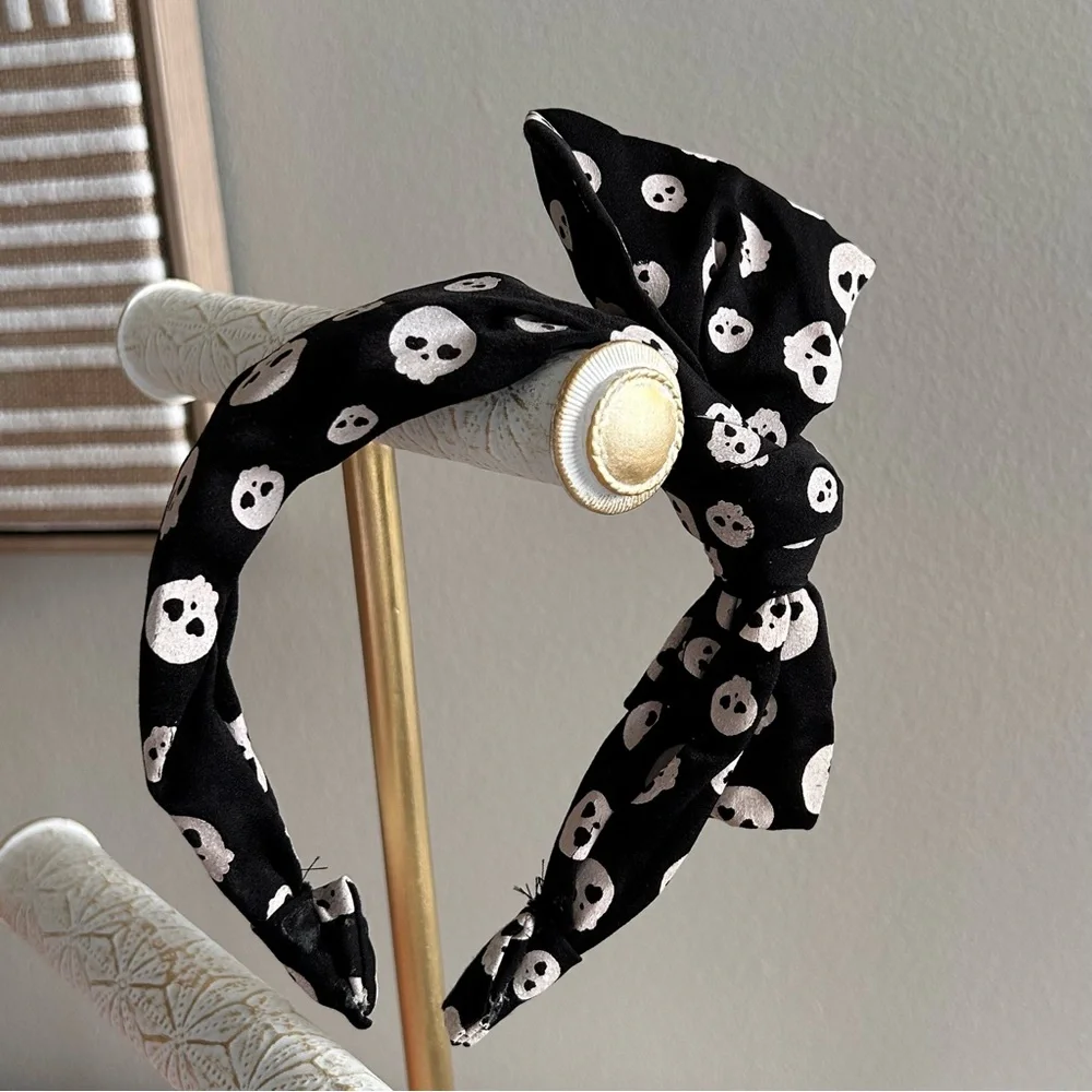 Claire's Halloween Hair Accessories (Skull Headband & Orange Bow) little girls